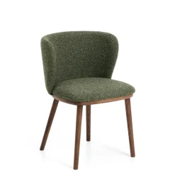 Kave Home Eetkamerstoel Ciselia Grof Chenille en Walnoot* Chenille Eetkamerstoelen|Eetkamerstoelen Zonder Armleuning