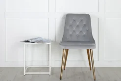 Nohr Eetkamerstoel Damar Velvet, Messing onderstel* Eetkamerstoelen Velvet / Fluweel|Beige Eetkamerstoelen