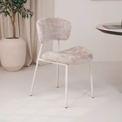 By-Boo Eetkamerstoel Dare Chenille* Chenille Eetkamerstoelen|Eetkamerstoelen Zonder Armleuning