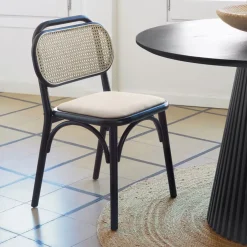 Kave Home Eetkamerstoel Doriane Eikenhout en Rotan* Eetkamerstoelen Zonder Armleuning