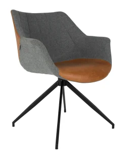 Zuiver Eetkamerstoel Doulton PU en stof, kleur Grijs/* Eetkamerstoelen Met Leer Of Kunstleer|Eetkamerstoelen Met Armleuning