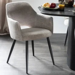 Eleonora Eetkamerstoel Esmee Met armleuning* Beige Eetkamerstoelen|Eetkamerstoelen Met Armleuning