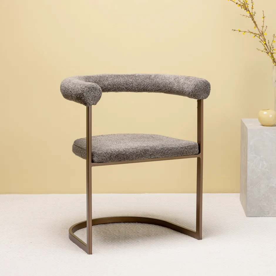 Nohr Eetkamerstoel Fabrice Bouclé, kleur* Eetkamerstoelen Bouclé / Teddy|Eetkamerstoelen Met Armleuning