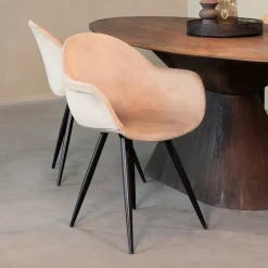 LABEL51 Eetkamerstoel Forli Velvet* Eetkamerstoelen Velvet / Fluweel|Beige Eetkamerstoelen