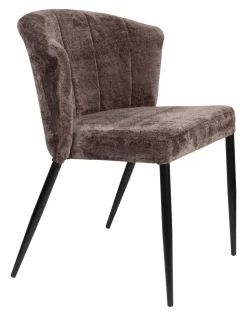 Dutchbone Eetkamerstoel Georgia Chenille* Beige Eetkamerstoelen|Chenille Eetkamerstoelen