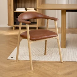 Bendt Eetkamerstoel Gerado Eikenhout en PU leer, kleur* Eetkamerstoelen Met Leer Of Kunstleer|Eetkamerstoelen Met Armleuning