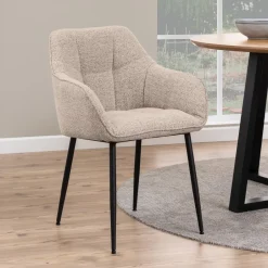 Bendt Eetkamerstoel Helena Bouclé, kleur* Beige Eetkamerstoelen|Eetkamerstoelen Bouclé / Teddy
