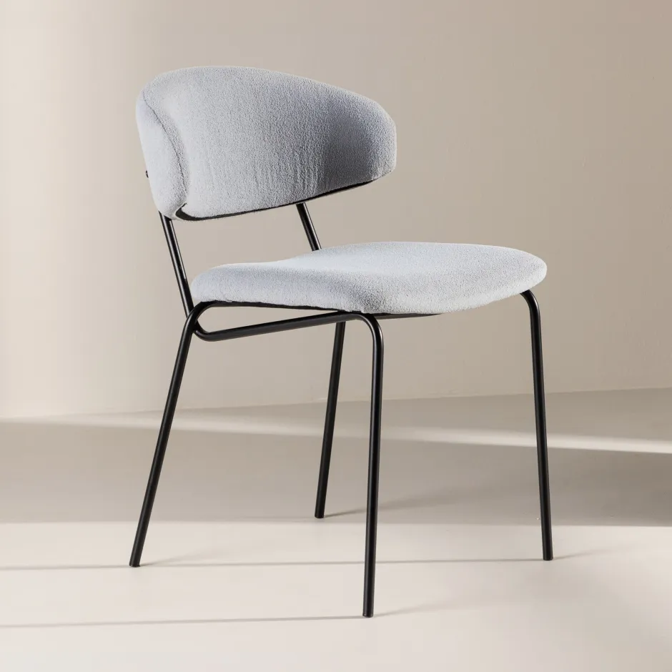 Nohr Eetkamerstoel Jannet Bouclé, kleur* Eetkamerstoelen Bouclé / Teddy|Eetkamerstoelen Zonder Armleuning
