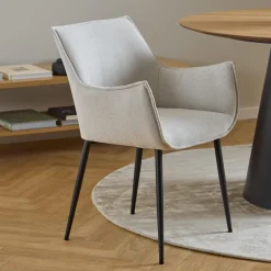 Bendt Eetkamerstoel Jestin Structuurstof* Eetkamerstoelen Met Armleuning|Beige Eetkamerstoelen