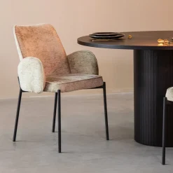 LABEL51 Eetkamerstoel Joni Elegance stof* Beige Eetkamerstoelen|Eetkamerstoelen Met Armleuning