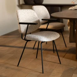 Eleonora Eetkamerstoel Jon Met armleuning* Beige Eetkamerstoelen|Eetkamerstoelen Met Armleuning