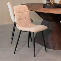 LABEL51 Eetkamerstoel Juul Bouclé* Eetkamerstoelen Zonder Armleuning|Eetkamerstoelen Bouclé / Teddy