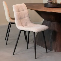 LABEL51 Eetkamerstoel Juul Bouclé* Eetkamerstoelen Zonder Armleuning|Eetkamerstoelen Bouclé / Teddy