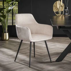 LifestyleFurn Eetkamerstoel Kerbi Rib* Eetkamerstoelen Met Armleuning