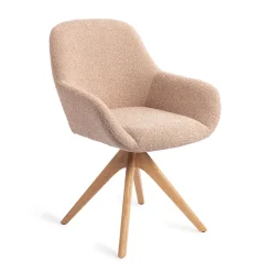 Jesper Home Eetkamerstoel Kushi Revolve Oak Natural* Eetkamerstoelen Met Armleuning|Beige Eetkamerstoelen