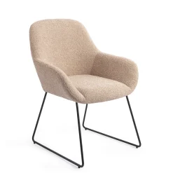 Jesper Home Eetkamerstoel Kushi Slide Black* Eetkamerstoelen Met Armleuning|Beige Eetkamerstoelen