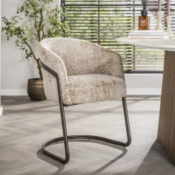 LifestyleFurn Eetkamerstoel Lannie Alura stof, kleur* Beige Eetkamerstoelen|Eetkamerstoelen Met Armleuning