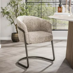 LifestyleFurn Eetkamerstoel Lannie Geweven stof, kleur* Beige Eetkamerstoelen|Eetkamerstoelen Met Armleuning