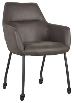 LABEL51 Eetkamerstoel Lenny Op wieltjes, Micro Suede* Eetkamerstoelen Met Armleuning