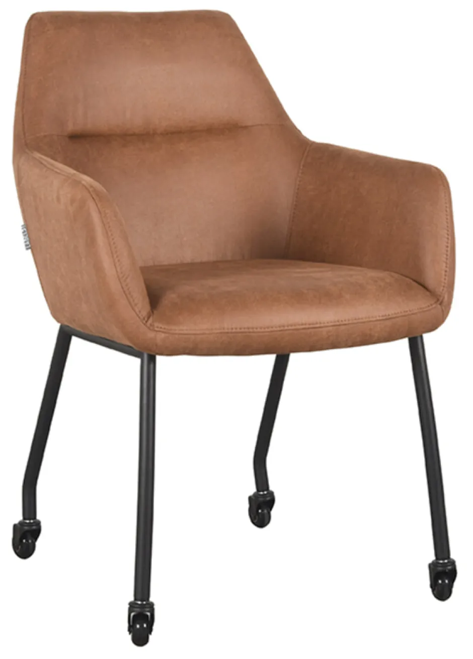 LABEL51 Eetkamerstoel Lenny Op wieltjes, Micro Suede* Eetkamerstoelen Met Armleuning