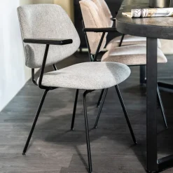 Eleonora Eetkamerstoel Lynn met armleuning* Eetkamerstoelen Met Armleuning|Beige Eetkamerstoelen