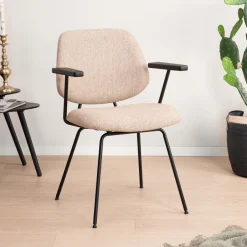 Eleonora Eetkamerstoel Lynn met armleuning* Eetkamerstoelen Met Armleuning|Beige Eetkamerstoelen