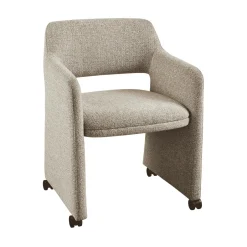 WOOOD Eetkamerstoel Lyric Op wielen, Bouclé, kleur* Beige Eetkamerstoelen|Eetkamerstoelen Bouclé / Teddy