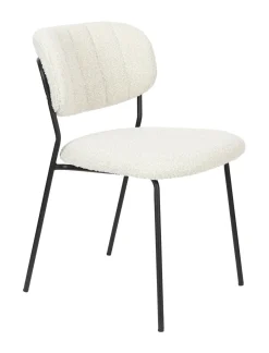 ZILT Eetkamerstoel Maris Bouclé, kleur Crème* Eetkamerstoelen Bouclé / Teddy|Eetkamerstoelen Zonder Armleuning