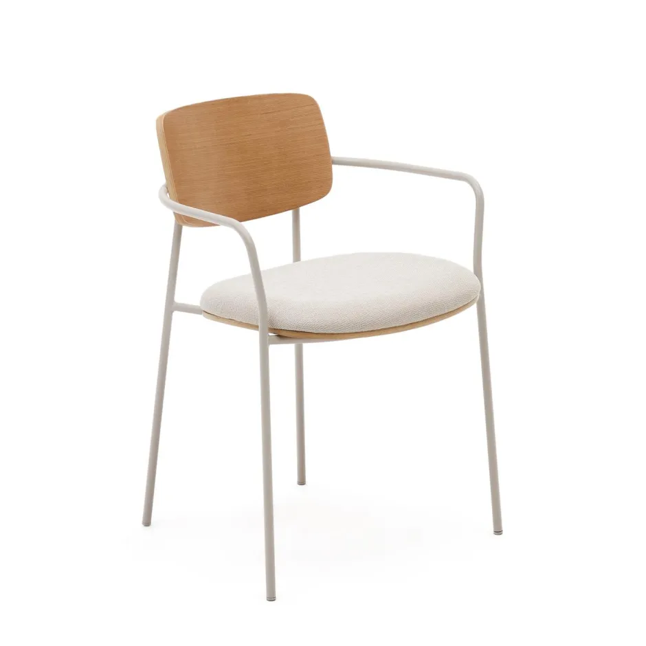 Kave Home Eetkamerstoel Maureen Eiken* Beige Eetkamerstoelen|Eetkamerstoelen Met Armleuning