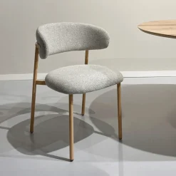 Livingfurn Eetkamerstoel Micah Stof en metaal, kleur Hush* Eetkamerstoelen Zonder Armleuning