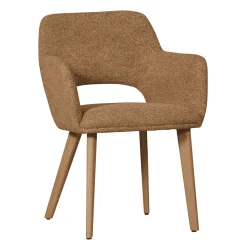 WOOOD Eetkamerstoel Murat Bruin onderstel, Chenille* Chenille Eetkamerstoelen|Eetkamerstoelen Met Armleuning