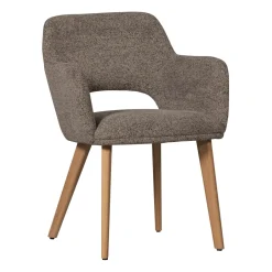 WOOOD Eetkamerstoel Murat Bruin onderstel, Chenille* Chenille Eetkamerstoelen|Eetkamerstoelen Met Armleuning