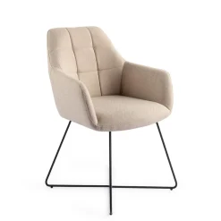 Jesper Home Eetkamerstoel Noto Cross Black* Beige Eetkamerstoelen|Eetkamerstoelen Met Armleuning