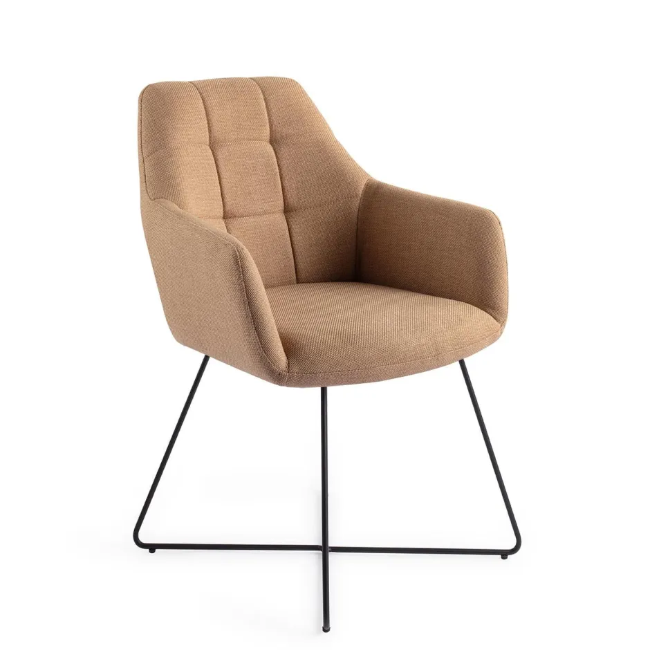 Jesper Home Eetkamerstoel Noto Cross Black* Beige Eetkamerstoelen|Eetkamerstoelen Met Armleuning