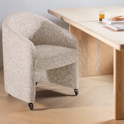 WOOOD Eetkamerstoel op wielen Cordo Melange stof* Eetkamerstoelen Met Armleuning