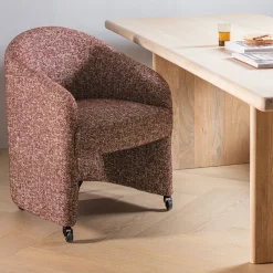 WOOOD Eetkamerstoel op wielen Cordo Melange stof* Eetkamerstoelen Met Armleuning