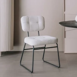 Tower Living Eetkamerstoel Padola Bouclé* Eetkamerstoelen Bouclé / Teddy|Eetkamerstoelen Zonder Armleuning