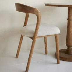 Rivièra Maison Eetkamerstoel Puglia Eikenhout en stof* Eetkamerstoelen Zonder Armleuning