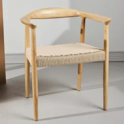 Nohr Eetkamerstoel Riko Rubberhout en touw* Eetkamerstoelen Met Armleuning