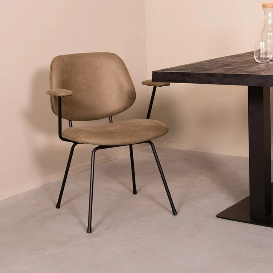 LABEL51 Eetkamerstoel Rivano Microsuede* Eetkamerstoelen Met Armleuning