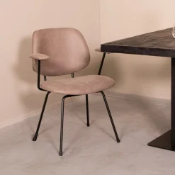 LABEL51 Eetkamerstoel Rivano Microsuede* Eetkamerstoelen Met Armleuning