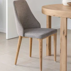 Kave Home Eetkamerstoel Rosie Chenille* Beige Eetkamerstoelen|Eetkamerstoelen Zonder Armleuning