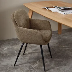 WOOOD Eetkamerstoel Runa Chenille* Eetkamerstoelen Met Armleuning