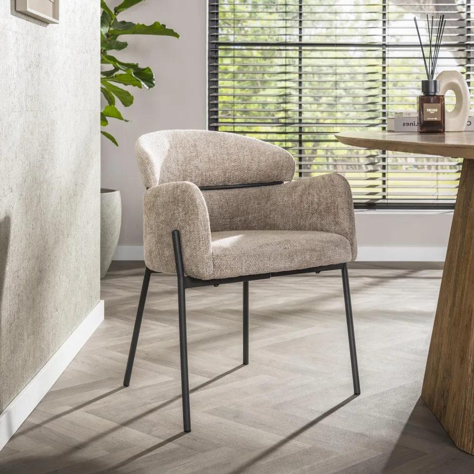 LifestyleFurn Eetkamerstoel Shallen Geweven stof* Eetkamerstoelen Met Armleuning