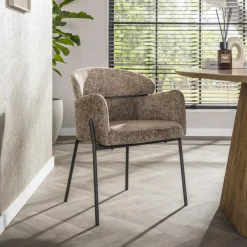 LifestyleFurn Eetkamerstoel Shallen Geweven stof* Eetkamerstoelen Met Armleuning