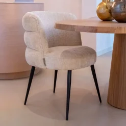Richmond Interiors Eetkamerstoel Stella Chenille* Chenille Eetkamerstoelen|Beige Eetkamerstoelen