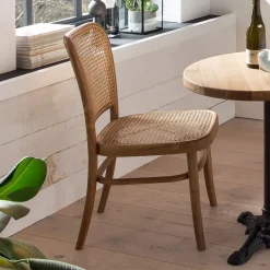 Artistiq Living Eetkamerstoel Takeshia Teak en rotan* Eetkamerstoelen Zonder Armleuning