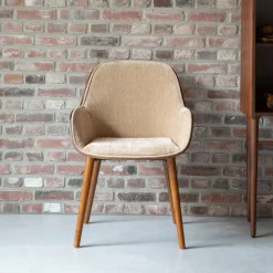Dutchbone Eetkamerstoel Taylor Essenhout en stof* Eetkamerstoelen Met Armleuning
