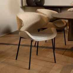Eleonora Eetkamerstoel Tess Bouclé* Beige Eetkamerstoelen|Eetkamerstoelen Bouclé / Teddy