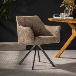 LifestyleFurn Eetkamerstoel Thandie Bouclé* Eetkamerstoelen Bouclé / Teddy|Draaibare Eetkamerstoelen